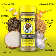 Dan-O's Lemon Pepper textura, brillo cítrico real para realzar platos