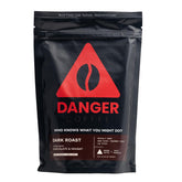 Danger Coffee frente del empaque mostrando diseño y beneficio de pureza