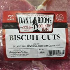 Dan'l Boone primer plano de lonjas para apreciar textura y curado tradicional
