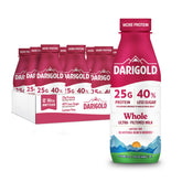 Darigold frente del envase mostrando 25g proteína y envase estable a temperatura