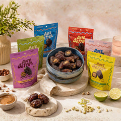 Date Better nibs de cacao crujientes dentro del relleno aportando contraste y sabor