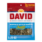 DAVID frente del paquete mostrando diseño y sabor buffalo ranch, práctico para llevar