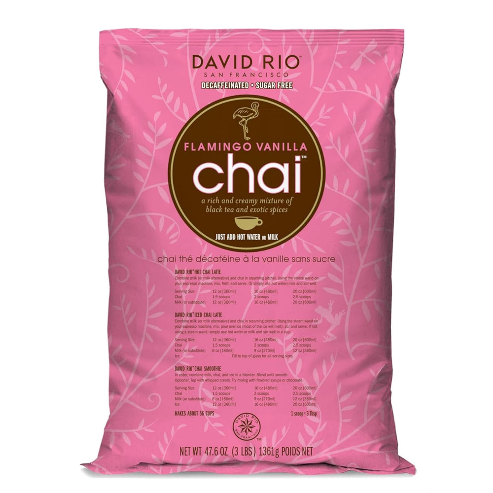 David Rio envase frontal Flamingo Vanilla, presentación clara y beneficiosa