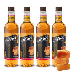 DaVinci Gourmet jarabe caramelo clásico botella frontal muestra uso