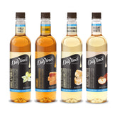 DaVinci Gourmet pack frontal mostrando las cuatro botellas y variedad de sabores