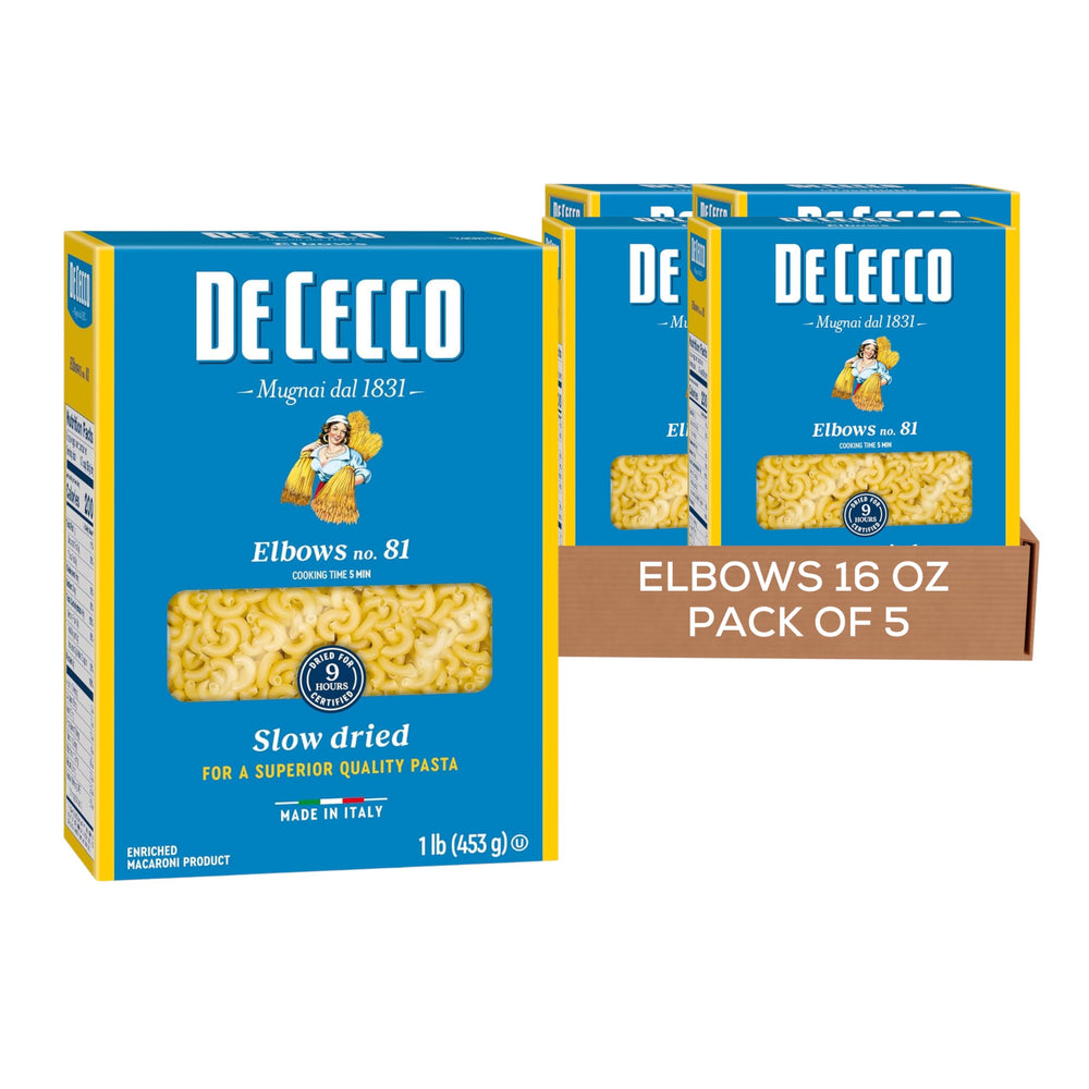 De Cecco coditos frente del paquete mostrando marca y formato, calidad garantizada