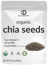DEAL SUPPLEMENT bolsa frontal de 5 lb de semillas de chía, ideal para compras a granel