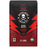 Death Wish Coffee frente del paquete 80 oz, conserva frescura y volumen