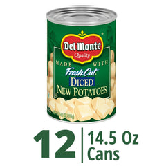 Del Monte primer plano de textura de patata en dados, facilita cocción uniforme