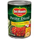 Del Monte vista frontal de la lata con etiqueta clara y práctico almacenamiento