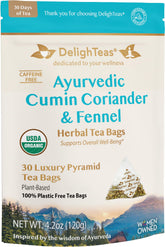 DelighTeas vista frontal del empaque, diseño ecológico y tamaño de caja