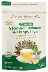 DelighTeas frasco frontal mostrando etiqueta y tamaño del producto
