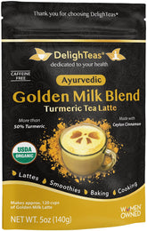 DelighTeas frente del envase mostrando marca y diseño, conveniencia