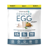 Designer Wellness envase frontal sabor vainilla, vista clara y atractiva