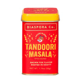 Diaspora Co envase frontal mostrando la mezcla tandoori y beneficios de sabor