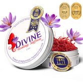 Divine Healing Saffron empaque frontal que muestra calidad premiada