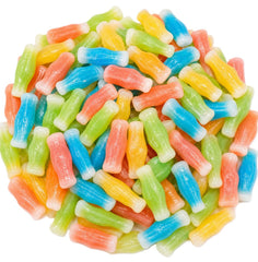 DM Sweets bolsa frontal mostrando botellas retro y variedad de colores
