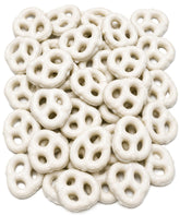 DM Sweets empaque frontal de 1 lb mostrando pretzels cremosos y atractivos