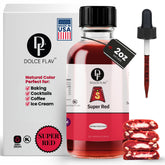 Dolce Flav botella frontal mostrando color rojo vivo y uso limpio