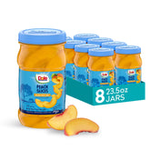 Dole frasco frontal con rodajas de durazno visible y practicidad de consumo