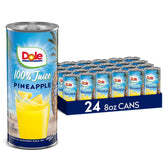 Dole paquete de 24 latas mostrando el frente y marca, práctico y portable