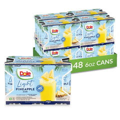 Dole jugo de piña pack frontal mostrando latas y etiqueta clara, conveniencia inmediata