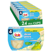 Dole taza peras al frente mostrando porción lista para consumir