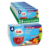 Dole vaso frente con tapa mostrando fruta lista y conveniencia