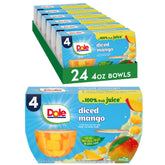 Dole vaso frontal mostrando dados de mango listo para comer