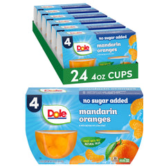 Dole vaso frontal mostrando mandarinas listas para comer y conveniencia