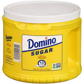 Domino azúcar granulado frente del empaque mostrando tamaño y marca, facilita almacenamiento