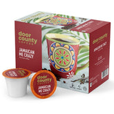 Door County Coffee envase frontal Jamaican Me Crazy muestra sabor ron y vainilla