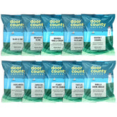Door County Coffee packaging frontal mostrando variedad y conveniencia