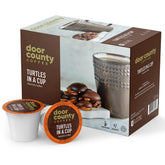 Door County Coffee paquete frontal mostrando sabor caramelo y nuez pecana