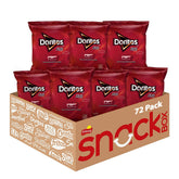 Doritos frontal paquete 72 bolsas mostrando conveniencia y ahorro