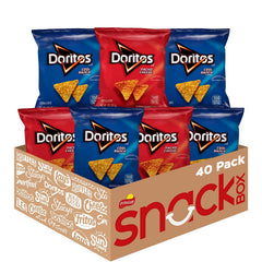 Doritos paquete completo mostrando 40 bolsas individuales y conveniencia