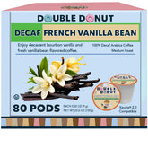 Double Donut Coffee pack frontal mostrando 80 cápsulas y sabor vainilla