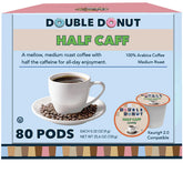 Double Donut Coffee caja frontal mostrando 80 cápsulas y conveniencia