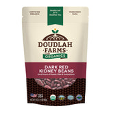 Doudlah Farms paquete frontal mostrando frijoles orgánicos y certificación