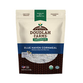 Doudlah Farms paquete frontal Blue Haven que muestra etiqueta orgánica y origen familiar