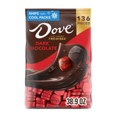 Dove bolsa frontal mostrando 136 piezas y diseño elegante, ideal para compartir