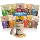 Dozy Oats tarro frontal mostrando el diseño y utilidad para desayuno rápido