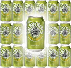 Dr. Brown's lata frente del pack mostrando 12 oz y beneficio de sabor clásico