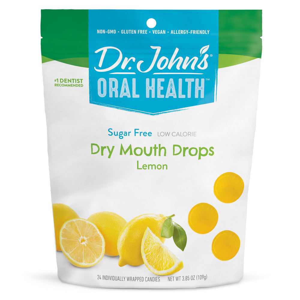 Dr. John's frente del empaque limón mostrando marca y beneficio sin azúcar