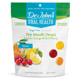 Dr. John's Candies bolsa frontal mostrando 100 pastillas y variedad de sabores para alivio oral
