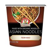 Dr. McDougall's vista frontal del vaso teriyaki con empaque claro y práctico