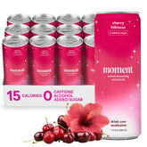 Drink Your Meditation lata frontal mostrando sabor Cherry Hibiscus y atractivo visual