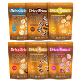 Drizzilicious frente del empaque mostrando variedad y conveniencia