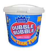 Dubble Bubble bote frontal mostrando 165 chicles, conveniencia a granel