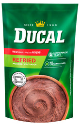 Ducal frijoles refritos frente del empaque, conveniente para despensa